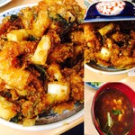 天健 - かき揚げ丼（味噌汁付）