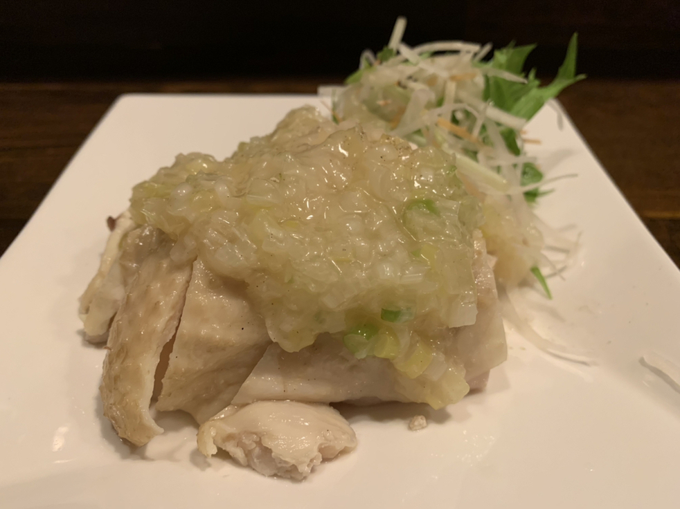 葱油白切鶏（茹で鶏の葱ソース）